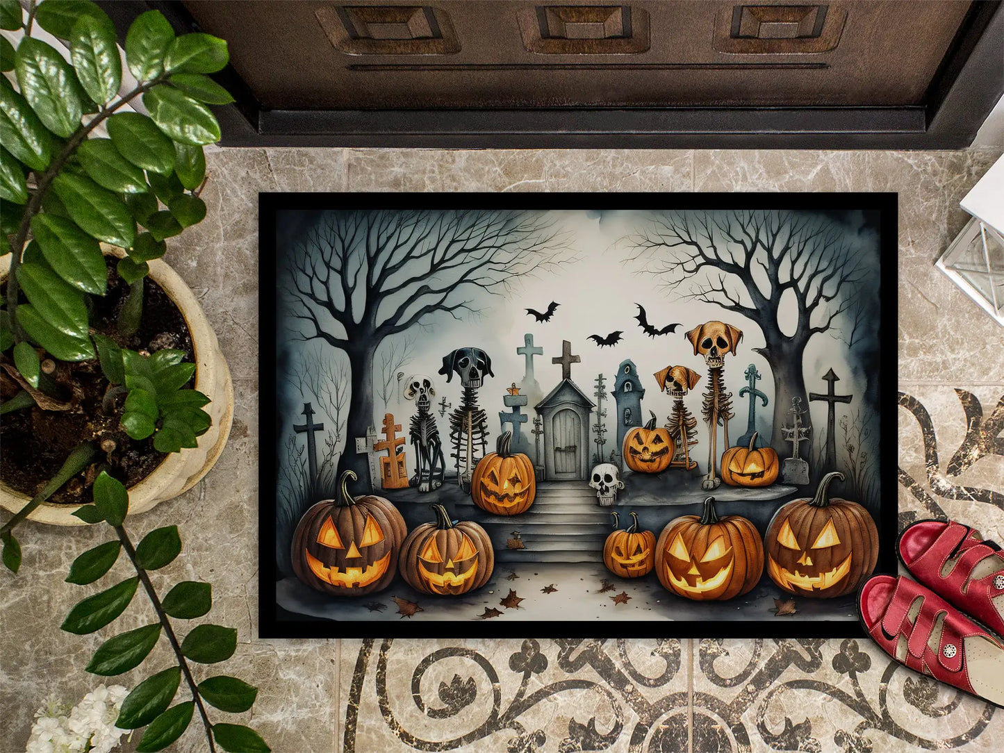 Pet Cemetery Spooky Halloween Doormat, 18x27