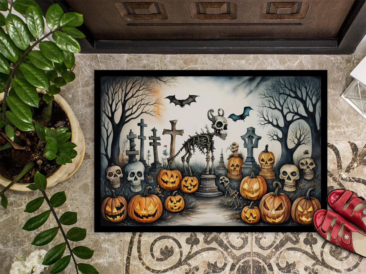 Pet Cemetery Spooky Halloween Doormat, 18x27