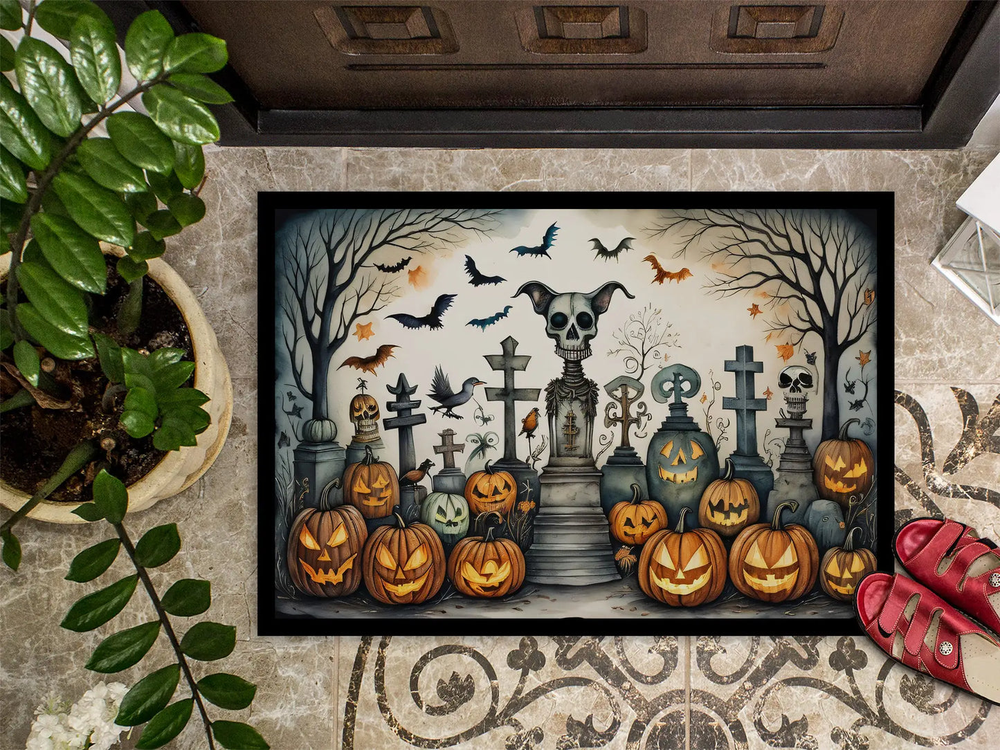 Pet Cemetery Spooky Halloween Doormat, 18x27